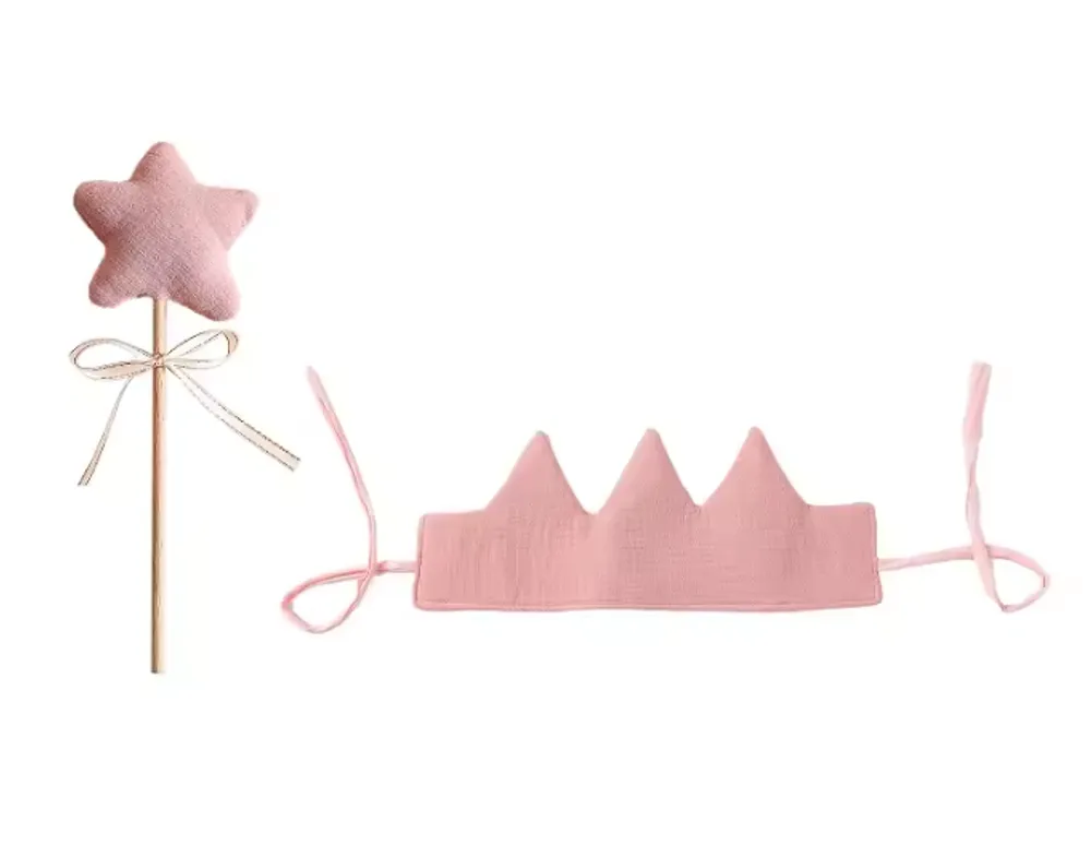 1Set Baby Wooden Star Magic Wand Rattle Hat Crown Toy Newborn Birthday Party Photography Props Accessories For Childern Gift